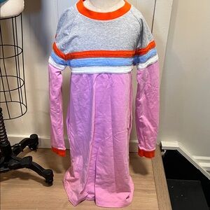 Mini Boden Pink and Gray Striped Long Sleeve Sweatshirt  Dress